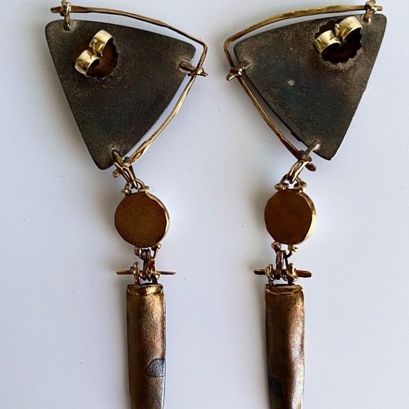 Carolyn Morris Bach Earrings 18K gold, Sterling Silver, Pearl and stone earrings - Picture 6 of 9